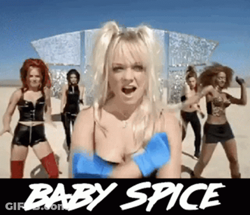 A Group Of Women Are Dancing In A Video For Baby Spice . GIF