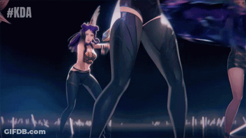 A Group Of Women Are Dancing With The Hashtag #Kda GIF