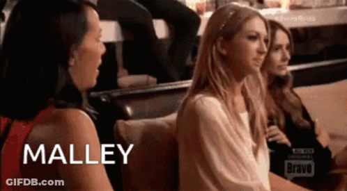 A Group Of Women Are Sitting On A Couch And One Of Them Is Named Malley . GIF