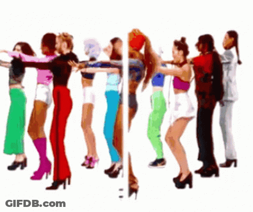 Women Standing In Row With Arms Around Each Other GIF