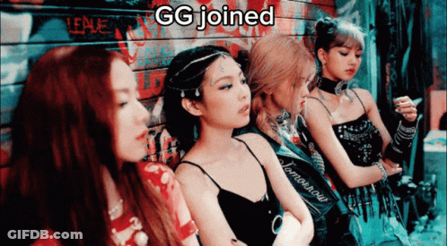 A Group Of Women Sitting Next To Each Other With The Words Gg Joined Written Above Them GIF