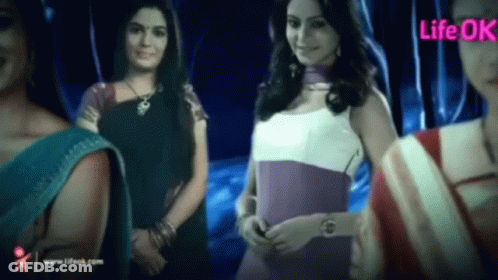 A Group Of Women Standing Next To Each Other With The Word Life Ok On The Bottom Right GIF