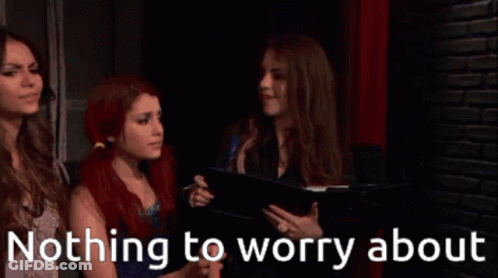 A Group Of Women Standing Next To Each Other With The Words " Nothing To Worry About " GIF