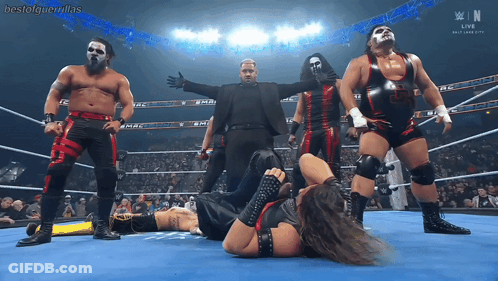 A Group Of Wrestlers Are In A Wrestling Ring With The Words Bestofguerillas Written On The Bottom GIF