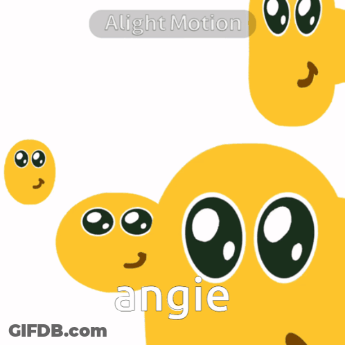 A Group Of Yellow Smiley Faces With The Name Angie On The Bottom GIF