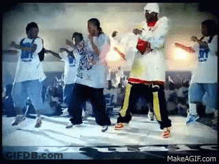 A Group Of Young Men Are Dancing In Front Of A Crowd And The Website Makeagif.com Is On The Bottom GIF
