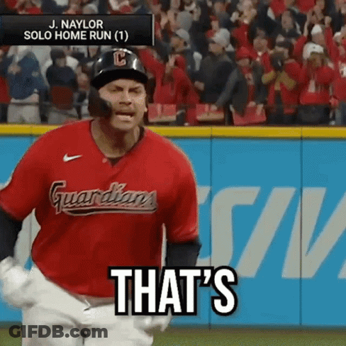 A Guardians Baseball Player Says That 'S During A Solo Home Run GIF