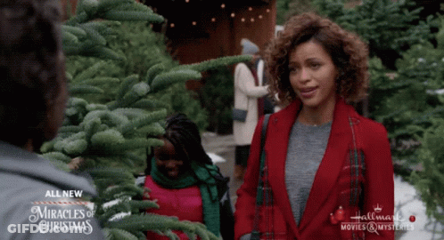 A Hallmark Movie Called Miracles Of Christmas Is Being Shown GIF