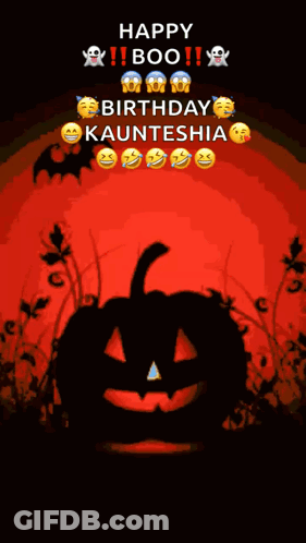 A Halloween Background With A Pumpkin And Bats And The Words Happy Boo GIF