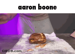 A Hamburger On A Piece Of Paper With The Name Aaron Boone Above It GIF