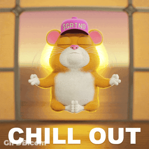A Hamster Wearing A Pink Hat That Says Grind GIF