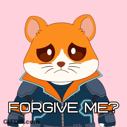 A Hamster With A Sad Look On Its Face And The Words Forgive Me GIF