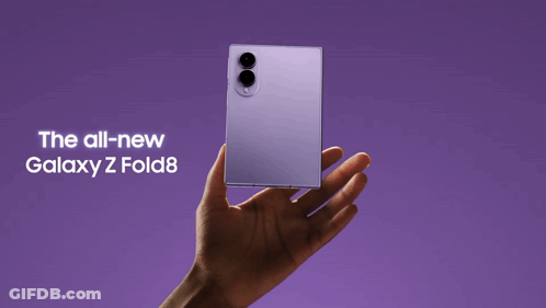 A Hand Holding A Purple Galaxy Z Fold8 GIF