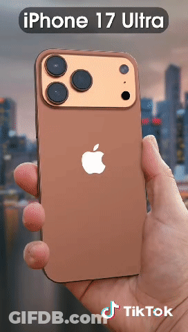 A Hand Holding An Iphone 17 Ultra With A City In The Background GIF
