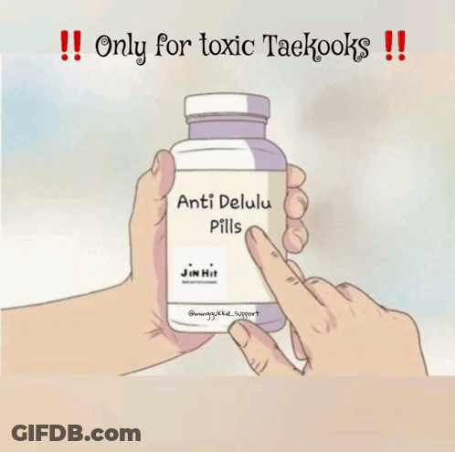 A Hand Is Holding A Bottle Of Anti Delulu Pills GIF