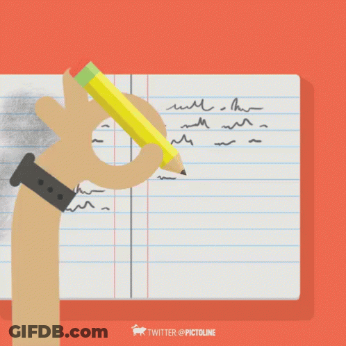 A Hand Is Holding A Pencil And Writing On A Notebook GIF