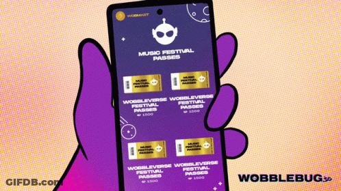 A Hand Is Holding A Phone That Says Music Festival Passes On It GIF