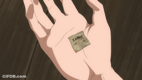 A Hand Is Holding A Piece Of Paper That Says Zephyr GIF