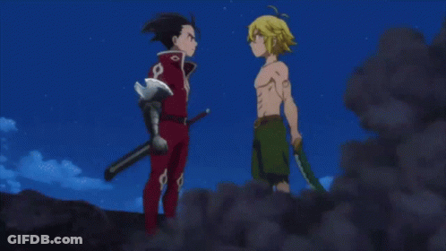 A Hand Is Holding A Sword With A Symbol On The Handle GIF