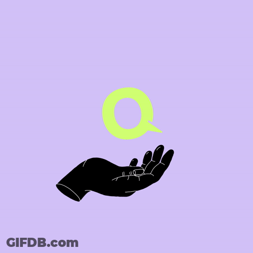 A Hand Is Holding A Yellow Circle That Says Q GIF
