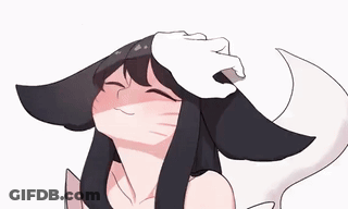 A Hand Is Petting A Girl 'S Head With A Bunny Ear GIF
