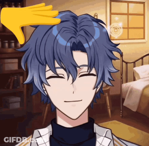 A Hand Is Pointing At A Person 'S Head In A Room GIF