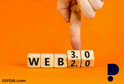 A Hand Is Pointing At A Set Of Wooden Blocks That Say Web 3.0 GIF