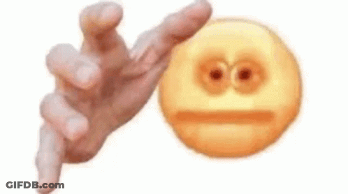 A Hand Is Pointing At A Yellow Smiley Face With A Sad Face . GIF