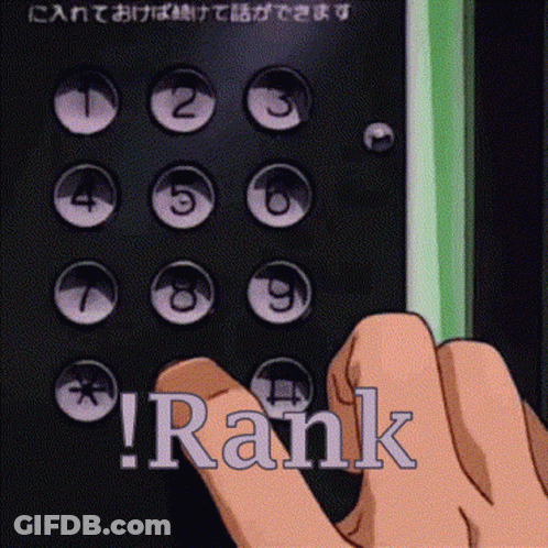 A Hand Is Pressing A Button On A Remote Control That Says Rank GIF