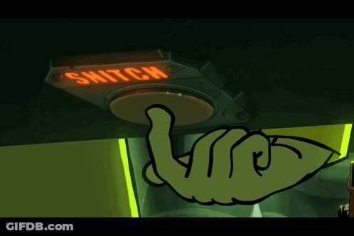 A Hand Is Pressing A Button That Says ' Switch ' On It GIF