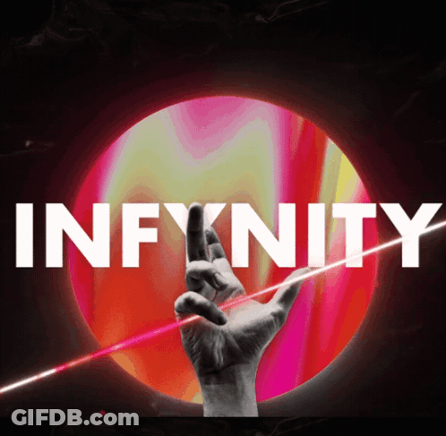 A Hand Is Reaching Out Towards The Word Infinity GIF