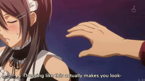 A Hand Is Touching A Girl 'S Face With The Words Dressing Like This Actually Makes You Look GIF