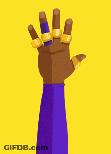 A Hand With Gold Rings On The Fingers And A Purple Sleeve GIF