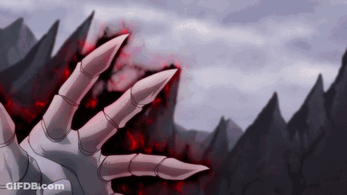 A Hand With Sharp Claws Is Reaching Out Towards A Mountain GIF