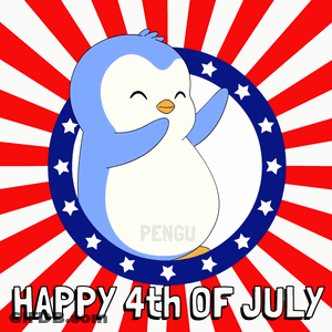 A Happy 4Th Of July Card With A Penguin GIF