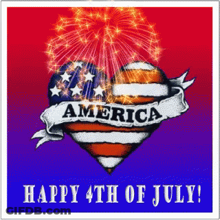 A Happy 4Th Of July Greeting Card With A Heart Shaped American Flag And Fireworks GIF