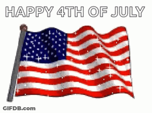 A Happy 4Th Of July Greeting Card With An American Flag Waving GIF