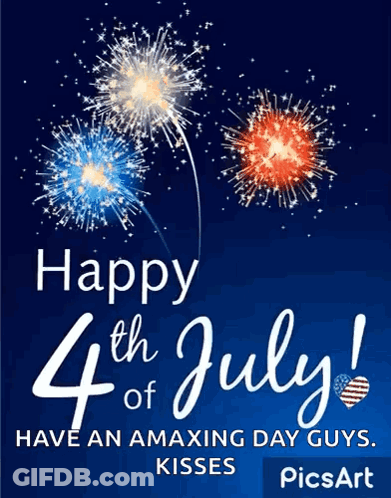 A Happy 4Th Of July Greeting Card With Fireworks GIF