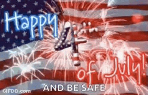 A Happy 4Th Of July Greeting Card With Fireworks In The Background . GIF