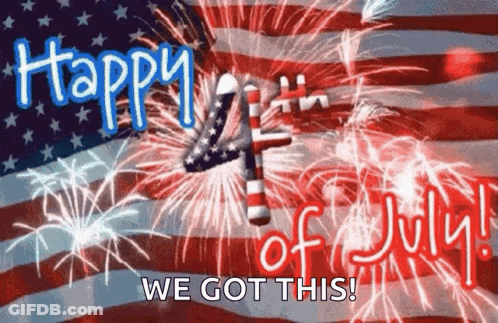 A Happy 4Th Of July Greeting Card With Fireworks In The Background GIF