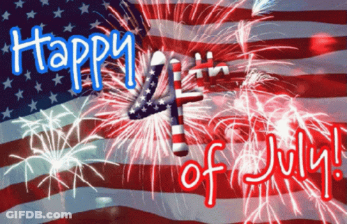 A Happy 4Th Of July Greeting Card With Fireworks In The Background GIF