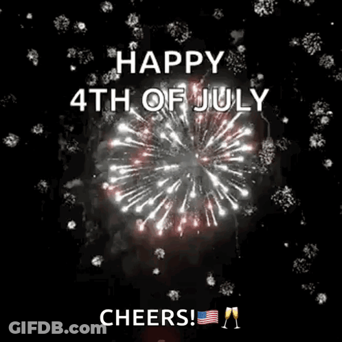 A Happy 4Th Of July Greeting Card With Fireworks In The Background GIF