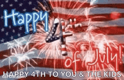 A Happy 4Th Of July Greeting Card With Fireworks In The Background GIF