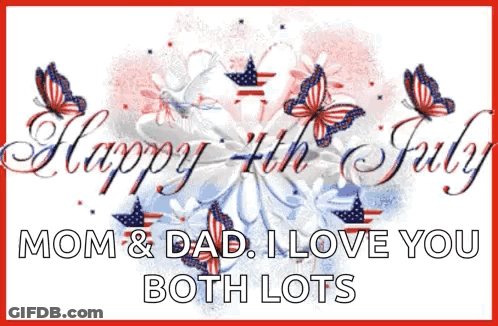 A Happy 4Th Of July Greeting Card With Flowers And Butterflies GIF