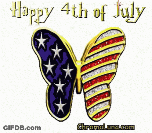 A Happy 4Th Of July Greeting With A Butterfly GIF