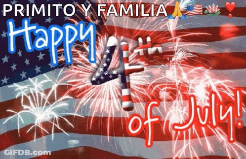 A Happy 4Th Of July Greeting With Fireworks In The Background GIF