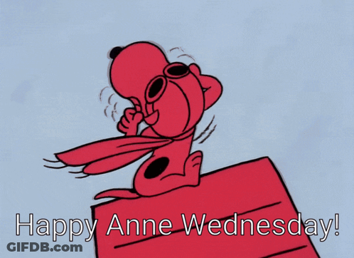 A Happy Anne Wednesday Card With A Red Dog GIF