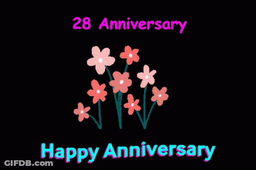 A Happy Anniversary Card With Purple Flowers GIF