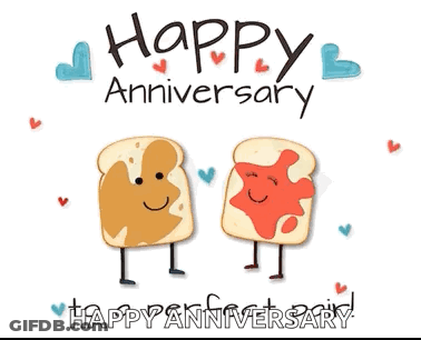 A Happy Anniversary Greeting Card With Peanut Butter And Jelly GIF