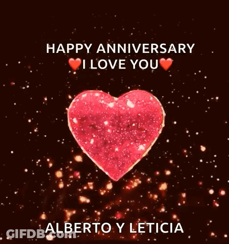 A Happy Anniversary I Love You Card With A Red Heart GIF
